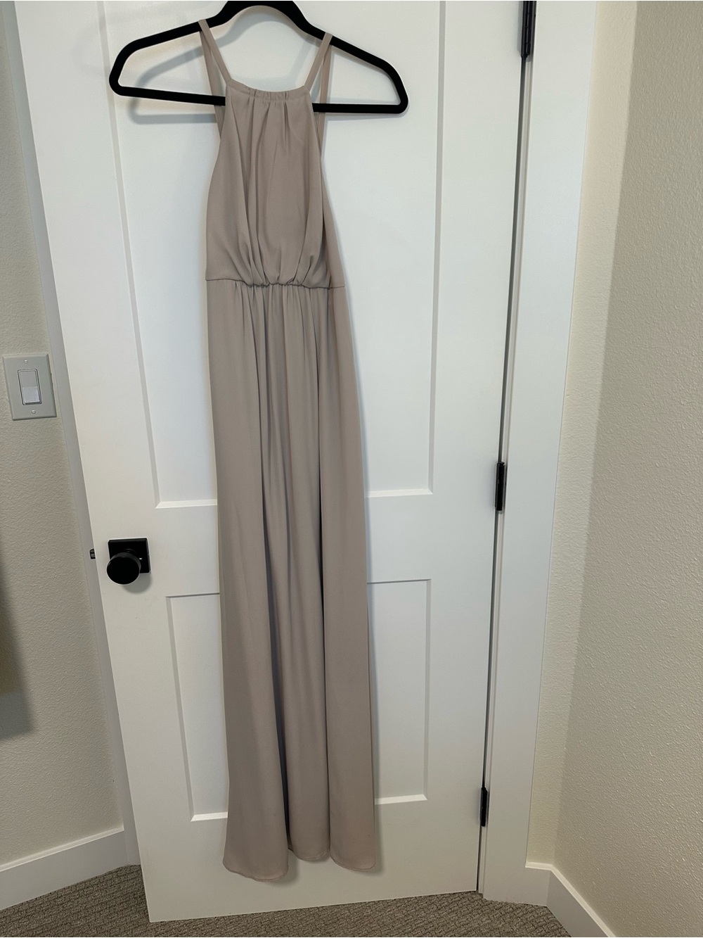 Elegant Women's Taupe Halter Maxi Dress